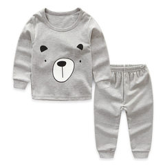 Children underwear set cotton new winter thermal underwear sets baby boy long johns 5505 Gray (bear face) 160cm