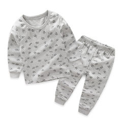 Children underwear set cotton new winter thermal underwear sets baby boy long johns 5505 Gray (full print small fish) 160cm