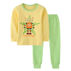 Autumn children thermal underwear sets new men and women baby long johns children sweater line pants Yellow robot 80cm