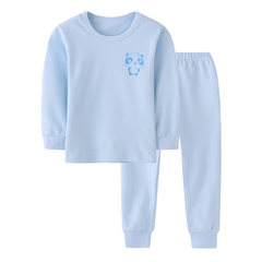 Autumn children thermal underwear sets new men and women baby long johns children sweater line pants Blue Panda 80cm