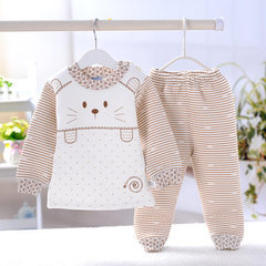 The dragon spring bean new winter cotton underwear suits and baby underwear two piece baby 9255 Brown 73cm (D1 code reference height 68-75)