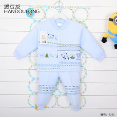 The dragon spring bean new winter cotton underwear suits and baby underwear two piece baby 9232 blue 73cm (D1 code reference height 68-75)