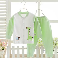 Solid thin white male infant underwear suit wearing a fake new class personal all-match boy girl autumn clothes Green giraffe long sleeved suit 90cm (90cm (suggested 1-2 years old))