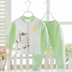 Solid thin white male infant underwear suit wearing a fake new class personal all-match boy girl autumn clothes Green pony long sleeved suit 90cm (90cm (suggested 1-2 years old))