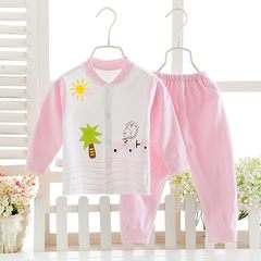 Solid thin white male infant underwear suit wearing a fake new class personal all-match boy girl autumn clothes Pink tree car long sleeved suit 90cm (90cm (suggested 1-2 years old))