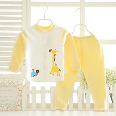 Solid thin white male infant underwear suit wearing a fake new class personal all-match boy girl autumn clothes Yellow Giraffe long sleeved suit 90cm (90cm (suggested 1-2 years old))