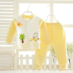 Solid thin white male infant underwear suit wearing a fake new class personal all-match boy girl autumn clothes Yellow tree car long sleeved suit 100cm (100cm (suggested 2-3 years old))