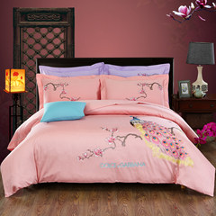 60S cotton four piece wedding bed quilt cotton embroidered Qing 1.8m cotton sheets 2 Double Suite 1.5m (5 feet) bed