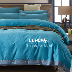 美式纯棉加厚磨毛四件套素色床上用品4件套床单被单被套特价纯色 贝加尔 2.0m（6.6英尺）床