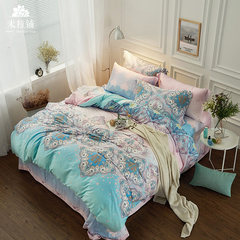 Export South Korea pastoral wind thickening, super soft and warm, double-sided Tencel polishing printing winter four piece bedding Vecchi Rya 1.5m (5 ft) bed