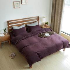 Good minimalist Muji four piece solid velvet warm thick sanding fitted sheets, bedding Bed linen Deep purple solid color 1.5m (5 feet) bed