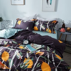 海岛棉四件套 全棉60支贡缎轻奢田园北欧时尚纯棉床单款床上用品 凝萃 1.5m（5英尺）床