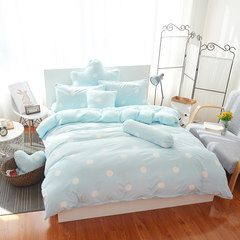 1.8m winter bed quilt lamb four piece thick warm coral velvet fitted 4 piece 2 meters The warm winter sun - Blue 1.2m (4 feet) bed