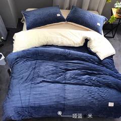 The cattle Winter Magic four piece thickened cashmere single bed four double single 1.5 meters 1.8 meters 2 meters Dumb blue Gamus 1.8m (6 feet) bed