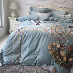 American import 60 Satin 1 million 200 thousand needle embroidery four piece 1.8 meters long staple cotton cotton bed cotton six set Bed linen Bellini 1.5m (5 feet) bed