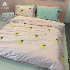 The export of high-end cute bear rabbit 60S Satin Egyptian cotton embroidery yarn cotton four piece set. N pineapple 1.5m (5 feet) bed