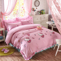 Long staple cotton three or four set cotton sheets of children room boys and girls 1.8 meters 1.2m1.5 bedding KT Boudin Kate (lace) 1.8m (6 feet) bed