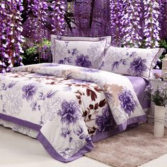 Warm and super soft coral velvet thickened velvet four piece short plush four piece Raschel wedding bedding style craze - Purple 1.5m (5 ft) bed