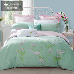 Tevel/ grand new textile embroidery cotton cotton four piece bedding linen quilt ice Freesia 1.5m (5 feet) bed