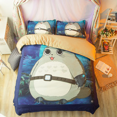 The children's animation set of four 1.8m single bedroom bed naked dormitory bed sheet set three piece sanding quilt Mechanical type Totoro sheets 1.2m (4 feet) bed