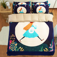 韩版女生床上用品磨毛四件套1.8m宿舍卡通棒棒糖印花被罩床单 床单款 小精灵 1.2m（4英尺）床