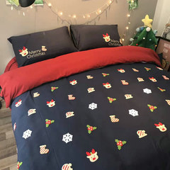 Limited edition of four sets of thick cotton brushed sanding bedding flower embroidery Christmas cartoon warm Christmas Edition 1.2m (4 feet) bed