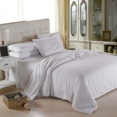 The Korean version is a simple, pure color bedding, four sets of men's bedclothes 1.5m Hotel double sanding three pieces of white bedsheet 1.2m (4 ft) bed.