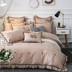 60 cotton four piece Satin Embroidery 1.5m double bed linen cotton bedding fitted 1.8m models Bed linen Annie 1.5m (5 feet) bed