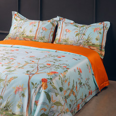 Bai Wen Jia cotton printing four pieces of cotton 100 high-density paragraph 4 sets of bedding sheets Bed linen DG9031 Boleyn M 1.5-1.8 meter bed (quilt cover 200*230)