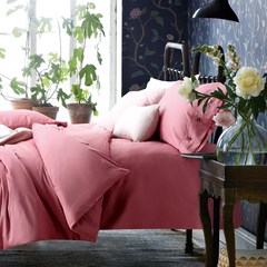 Solid color satin sheets four piece cotton cotton quilt bed four pieces of European double products Bed linen Tip: choose the specifications according to the size of the quilt M 1.5-1.8 meter bed (quilt cover 200*230)