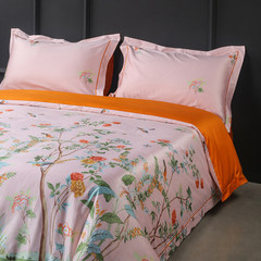 Bai Wen Jia cotton printing four pieces of cotton 100 high-density paragraph 4 sets of bedding sheets Bed linen DG9030 Serena M 1.5-1.8 meter bed (quilt cover 200*230)