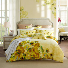 Lovo Carolina textile bedding cotton bed linen cotton sanded life four piece suite of sunflower 1.5m (5 feet) bed
