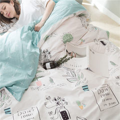 Small fresh cotton satin printing four pieces of cotton cotton quilt bedding simple pastoral Suite Sunflower 1.2m (4 feet) bed