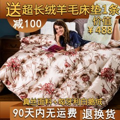 Hungary imported 95 winter is white goose down feather quilt silk printing was the core thick warm genuine 80 plain jacquard 150*210 for plain goose