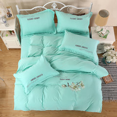 Four sets of simple solid color sanding embroidery embroidery 1.5/1.8m bedding bedding set of 4 meters 1.2m (4 feet) bed