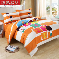Bo Yang textile cotton baby warm sheets sanding four piece - those years thick winter genuine Suite 1.5m (5 feet) bed