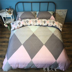 Korean style cotton, four sets of 1.8m bed, pure cotton quilt cover, bed sheets 4 sets, 1.5 meters, American bedding Life Art 1.5m (5 feet) bed