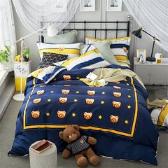 Nordic cotton wool four sets of large edition flowers, cotton thickening, warmth 1.8 meters bedding, 4 sets of Teddy baby 1.5m (5 feet) bed.