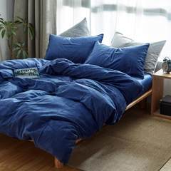 Good Japanese velvet four piece Coral Fleece Winter sanding short plush flannel bedding solid color printing Bed linen Dark blue color 1.2M bed [standard] three piece set