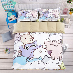 The new spring and summer four piece fat rabbit sanding Quilt Children pure linen quilt cartoon three 1.2m bed Bed linen Meow adult 1.2m (4 feet) bed