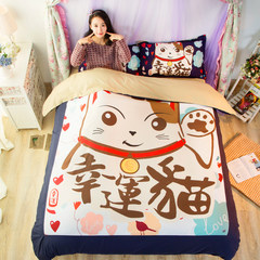 The new spring and summer four piece fat rabbit sanding Quilt Children pure linen quilt cartoon three 1.2m bed Bed linen Wish the cat 1.2m (4 feet) bed