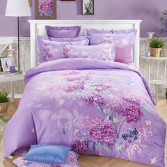 Golden sun, autumn and winter, four pieces of cotton, cotton, cotton, thickening, ecological, 1.5/1.8m, bedding, fragrant, purple, HJC 1.8m (6 ft) bed.