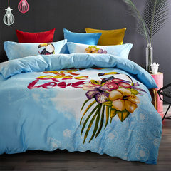 Simple flower cotton four piece sueding cotton bed linen quilt 4 sets of bedding 1.8m1.5 meters Yingge dance 1.5m (5 feet) bed