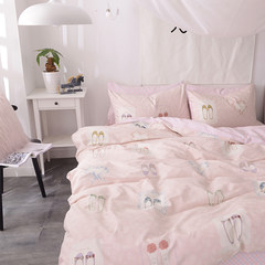 Simple cotton four sets, cotton 1.5/1.8m double bed, printed bed sheets, quilt cover, light luxury, Nordic wind Hey girl 1.2m (4 feet) bed