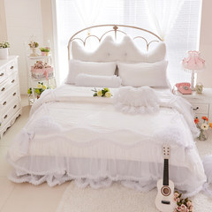 Cotton satin wedding bedding Korean Korean wedding quilt bed skirt lace four piece of cotton Princess Diaries Other