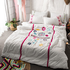 Flower embroidery four piece washed cotton cotton cotton printed Macrame is cotton sheets fitted Tianzhu Kit Bed linen Put heart flower road 1.5m (5 feet) bed