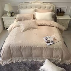 The high-end luxury Cotton Lace Cotton Satin Jacquard Royal Suite four sets of bedding solid goddess The same paragraph (a) containing 35*40cm pillow core 1.5m (5 feet) bed