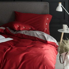 Four sets of 60 cotton satin cotton 4 piece plain simple solid double bedding bedding Bed linen Larry satin (red ash) 2.0m (6.6 feet) bed