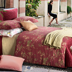 American retro flower 60 cotton bedding cotton cotton satin wedding 1.8 meters four sets of sheets American retro flowers 2.0m (6.6 feet) bed
