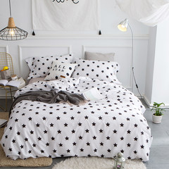 60 cotton satin cotton four set simple cotton yellow Plaid bedding bedding 1.8m Sky white 1.5m (5 feet) bed